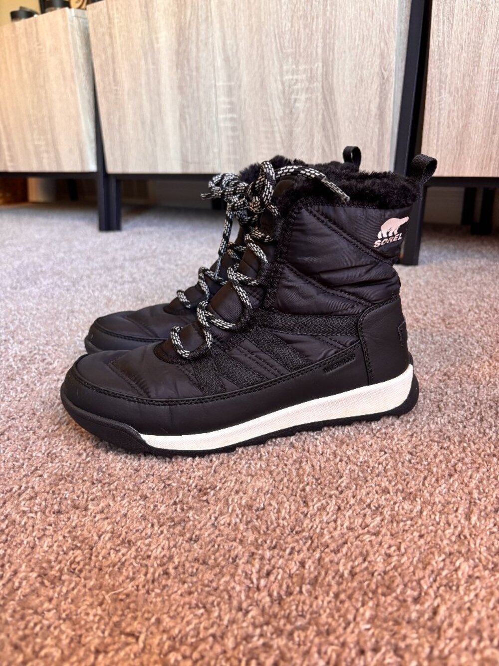 Sorel WHITNEY II Waterproof Winter Lace-Up Snow Boots Black Size 6.5 Womens